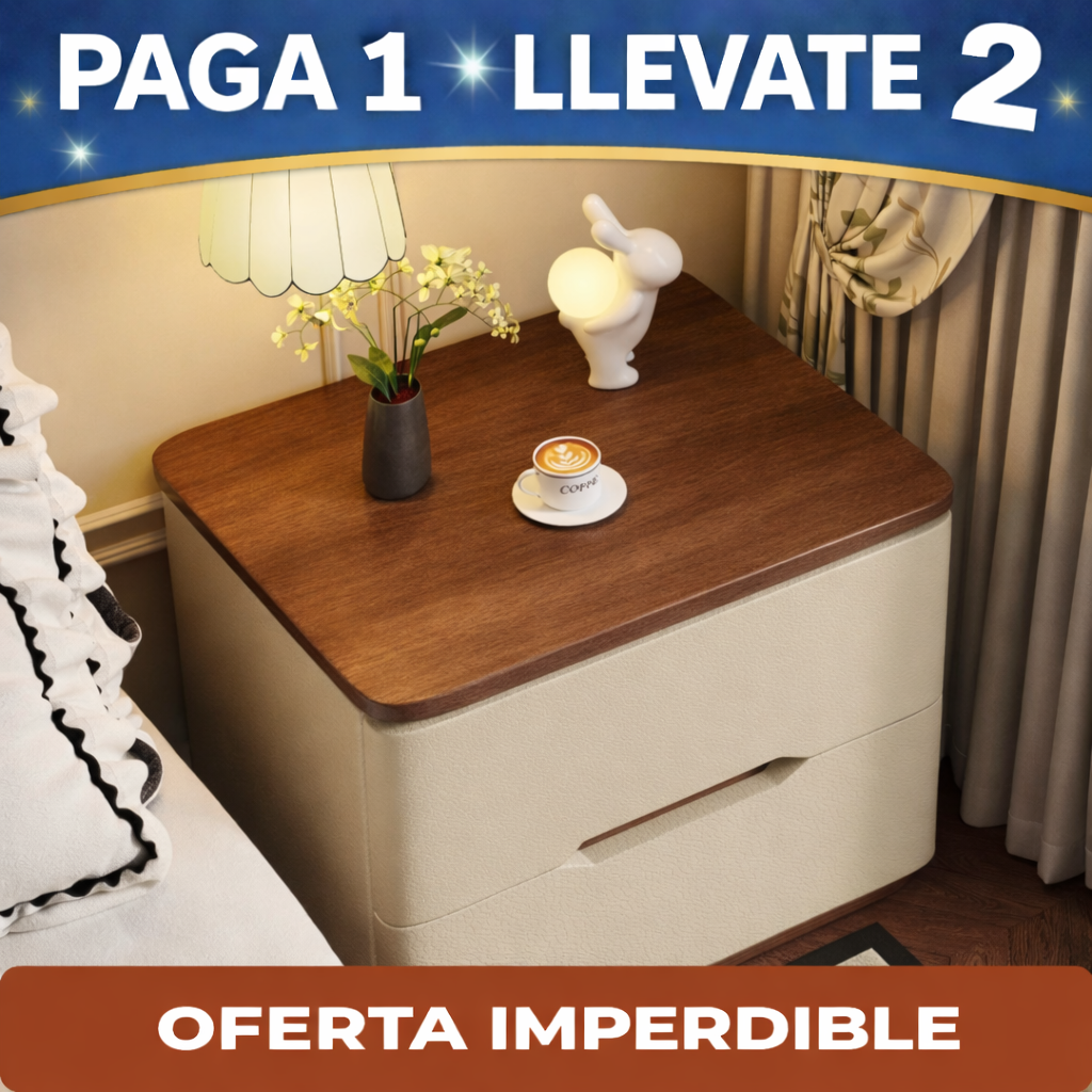 [Promo 2x1] Organizador de Madera para Mesita de Noche con Dos Cajones - Diseño Moderno