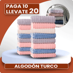 CloudSoft™ – Toalla Premium de Algodón Turco | Kit 10 Baño + 10 Rostro (REGALO)
